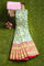 GREEN and PINK FLORAL JAAL SILK BLEND Saree with SEMI PATTU