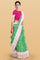 GREEN and PINK FLORAL JAAL SILK BLEND Saree with SEMI PATTU