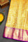 LEMON YELLOW and PURPLE FLORAL JAAL SILK Saree with KANCHIPURAM