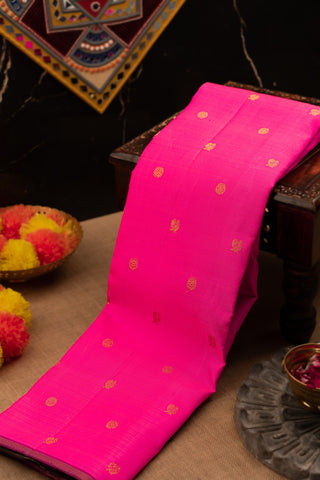 Kancheepuram Silk Peacock Buttis Pink Saree