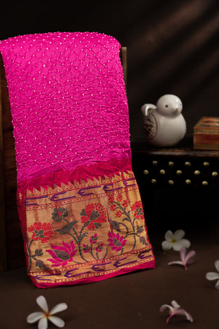 Banarasi Silk Buttis Pink Saree