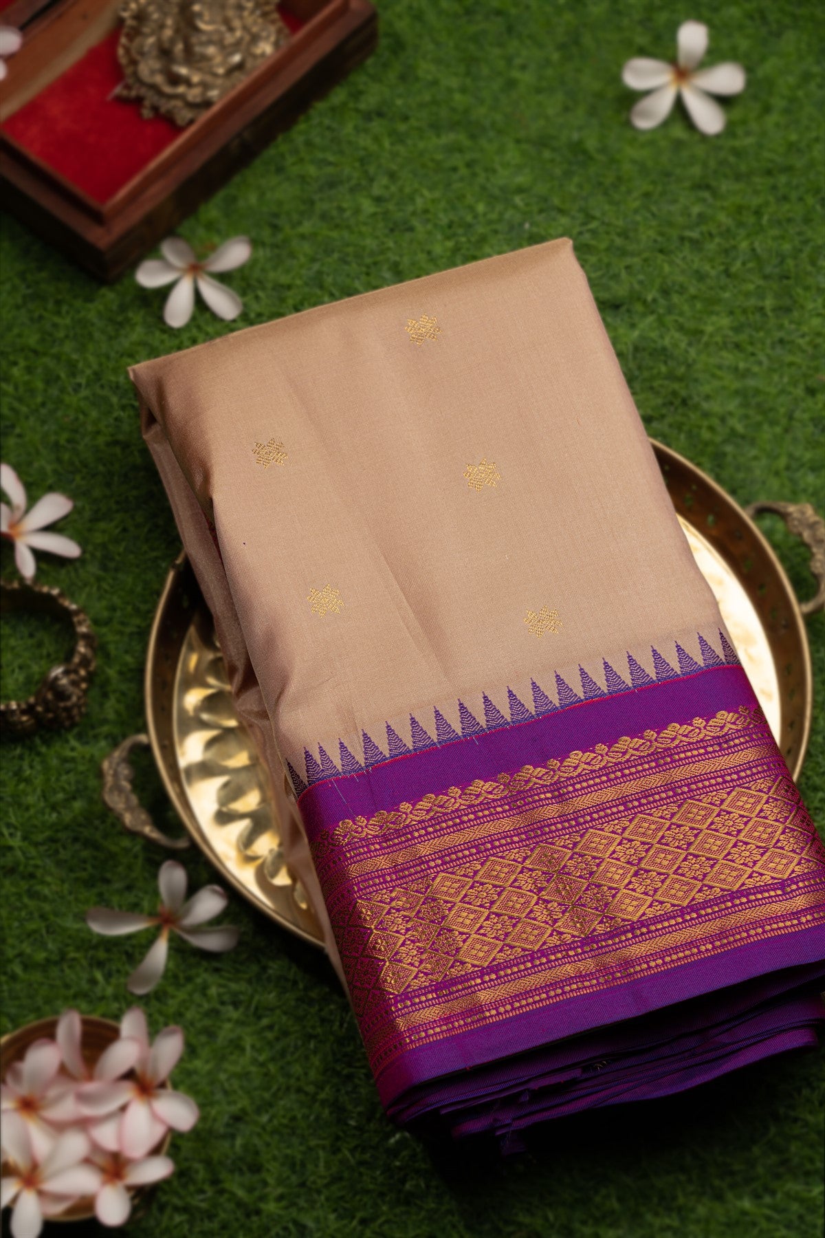 Coimbatore Silk Buttis Beige Saree