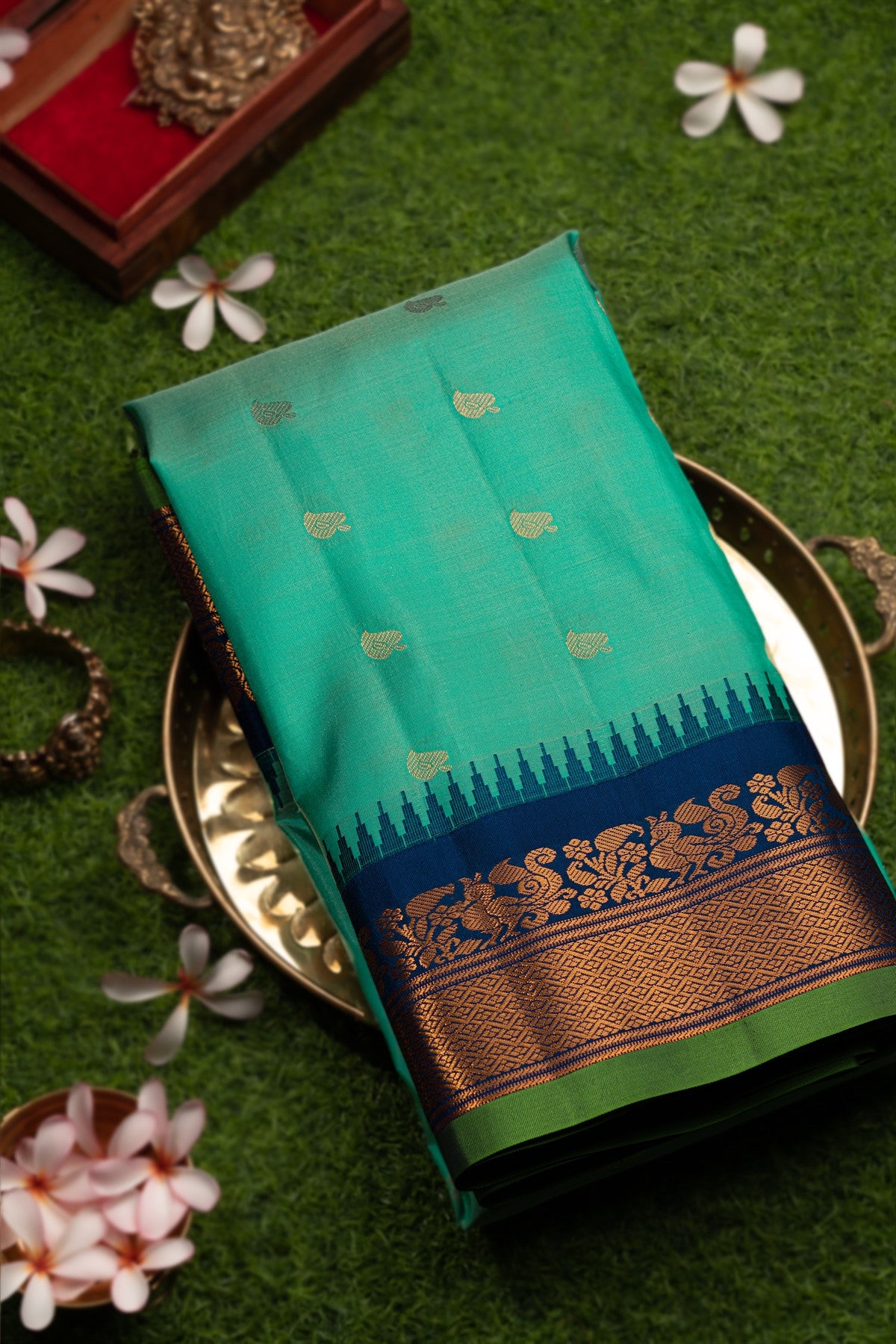 Coimbatore Silk Buttis Sea Green Saree