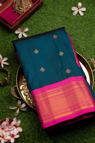 Coimbatore Silk Buttis Teal Saree