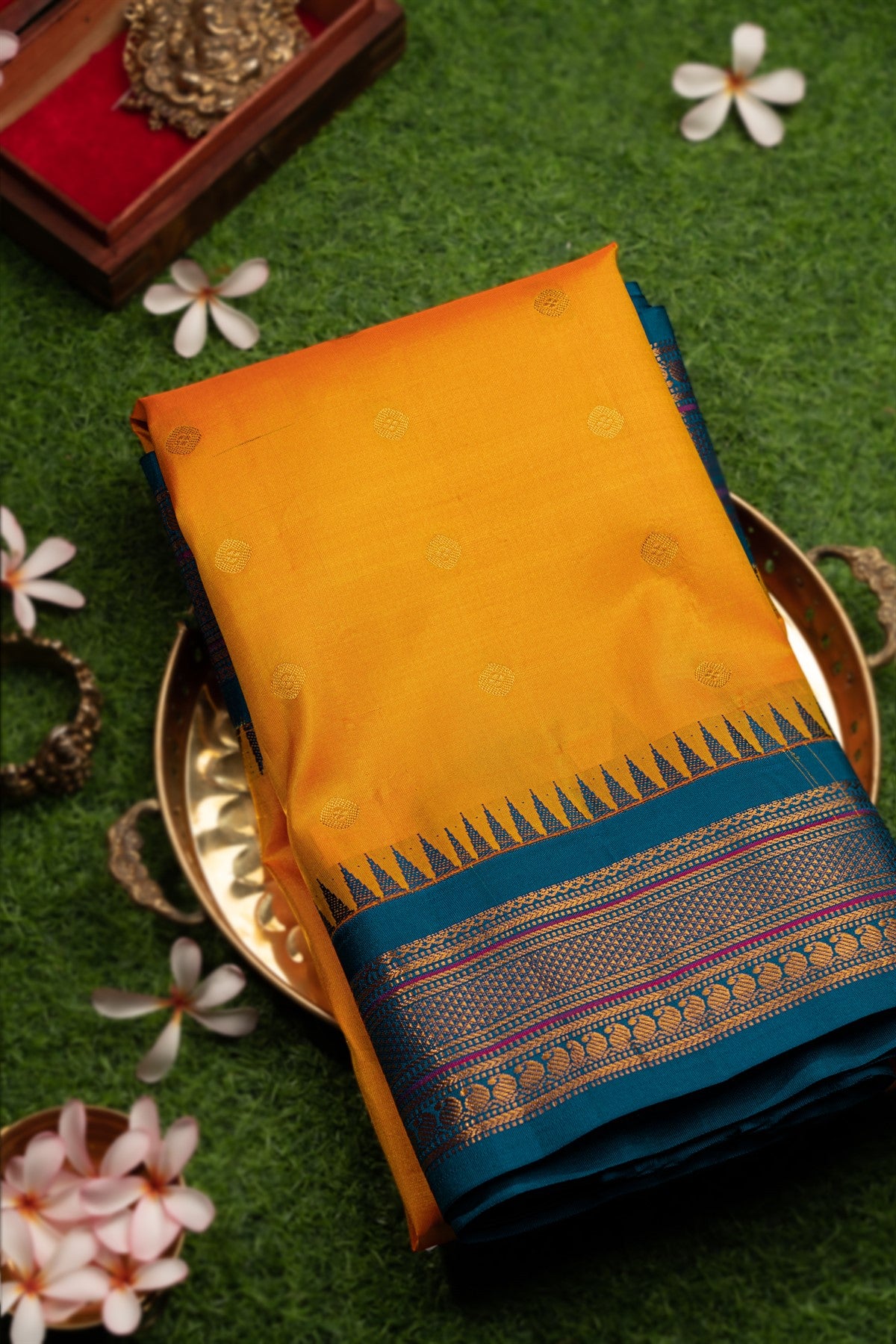 Coimbatore Silk Buttis Tangy Orange Saree