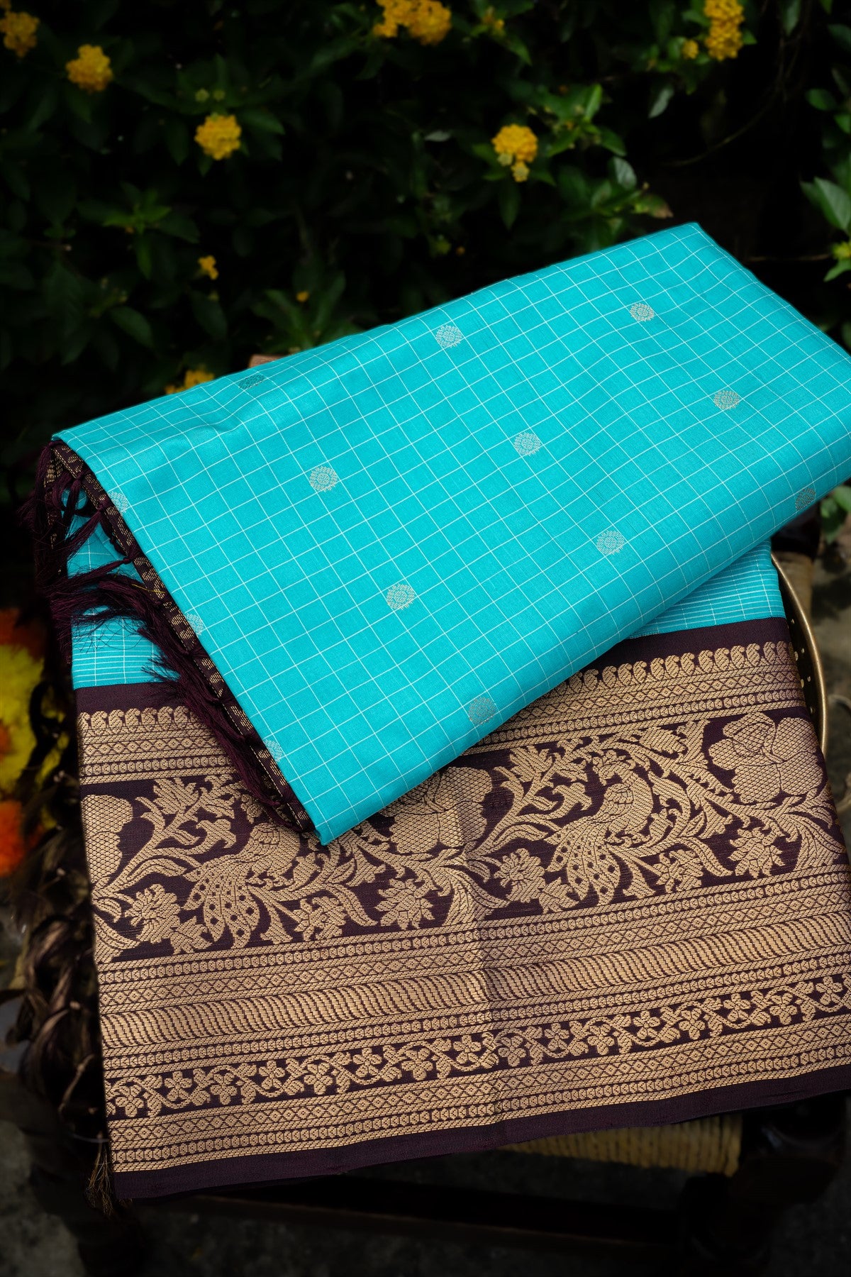 Kuppadam Silk Sea Blue Saree