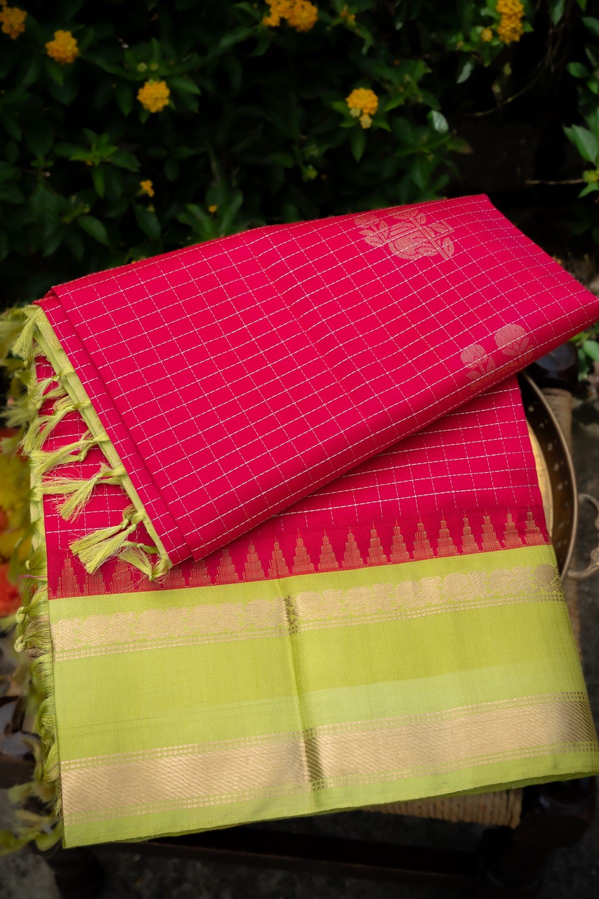 Kuppadam Silk Rani Pink Saree