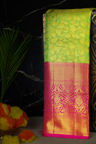 Kancheepuram Silk Parrot Green Saree