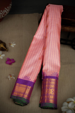 Gadwal Silk Peach Pink Saree