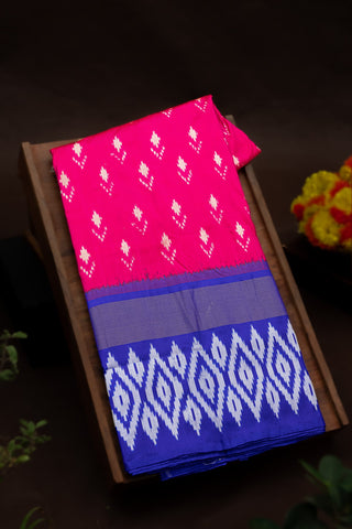 Ikkat Silk Reddish Pink Saree