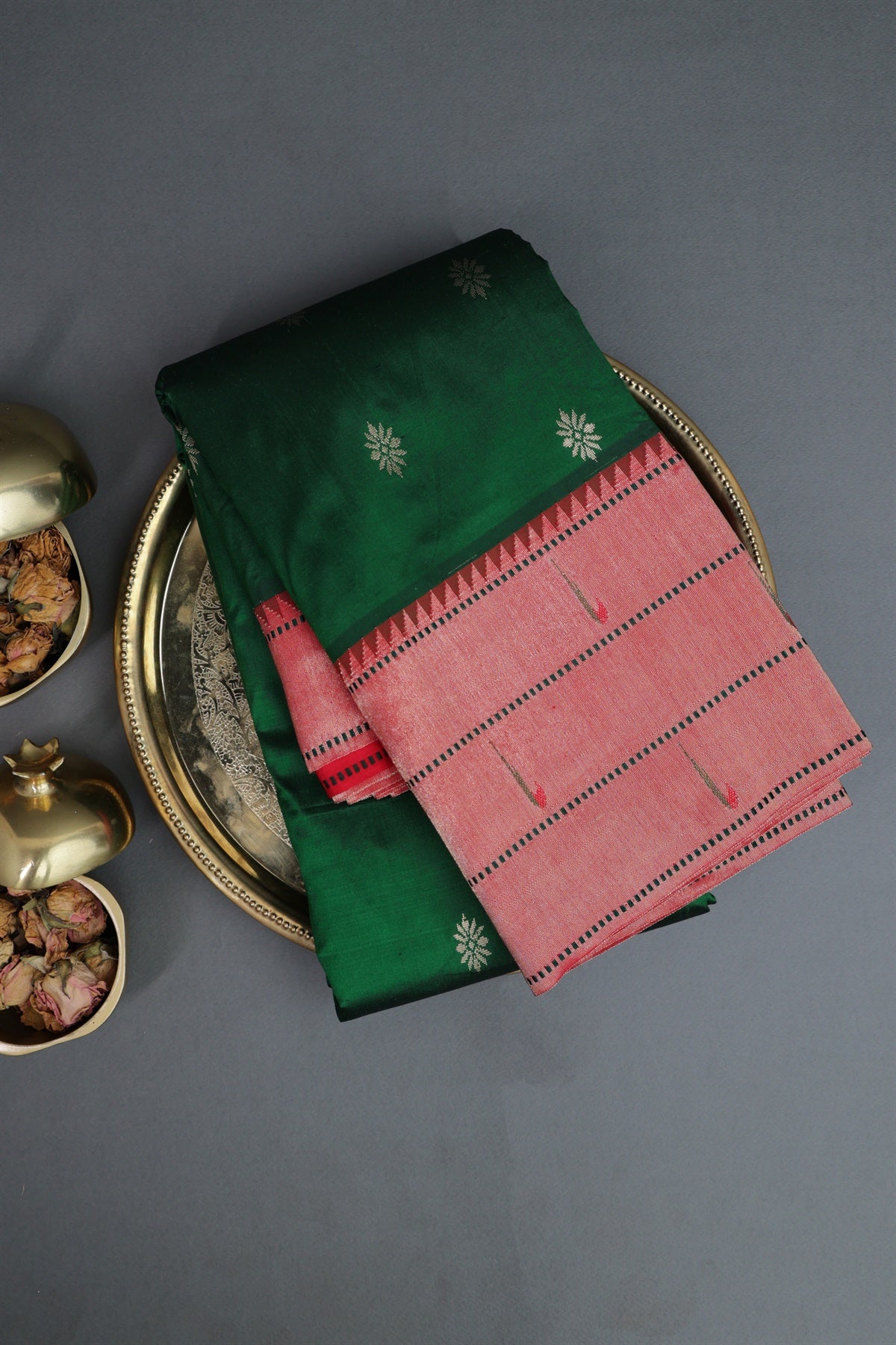 Paithani Silk Dark Green Saree