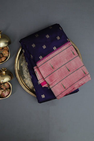 Paithani Silk Navy Blue Saree