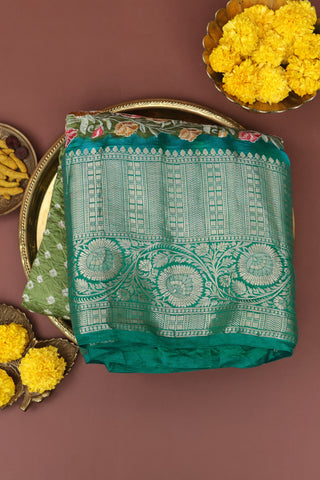 Bandhani Silk Mehendi Green Saree