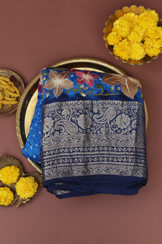 Bandhani Silk Royal Blue Saree