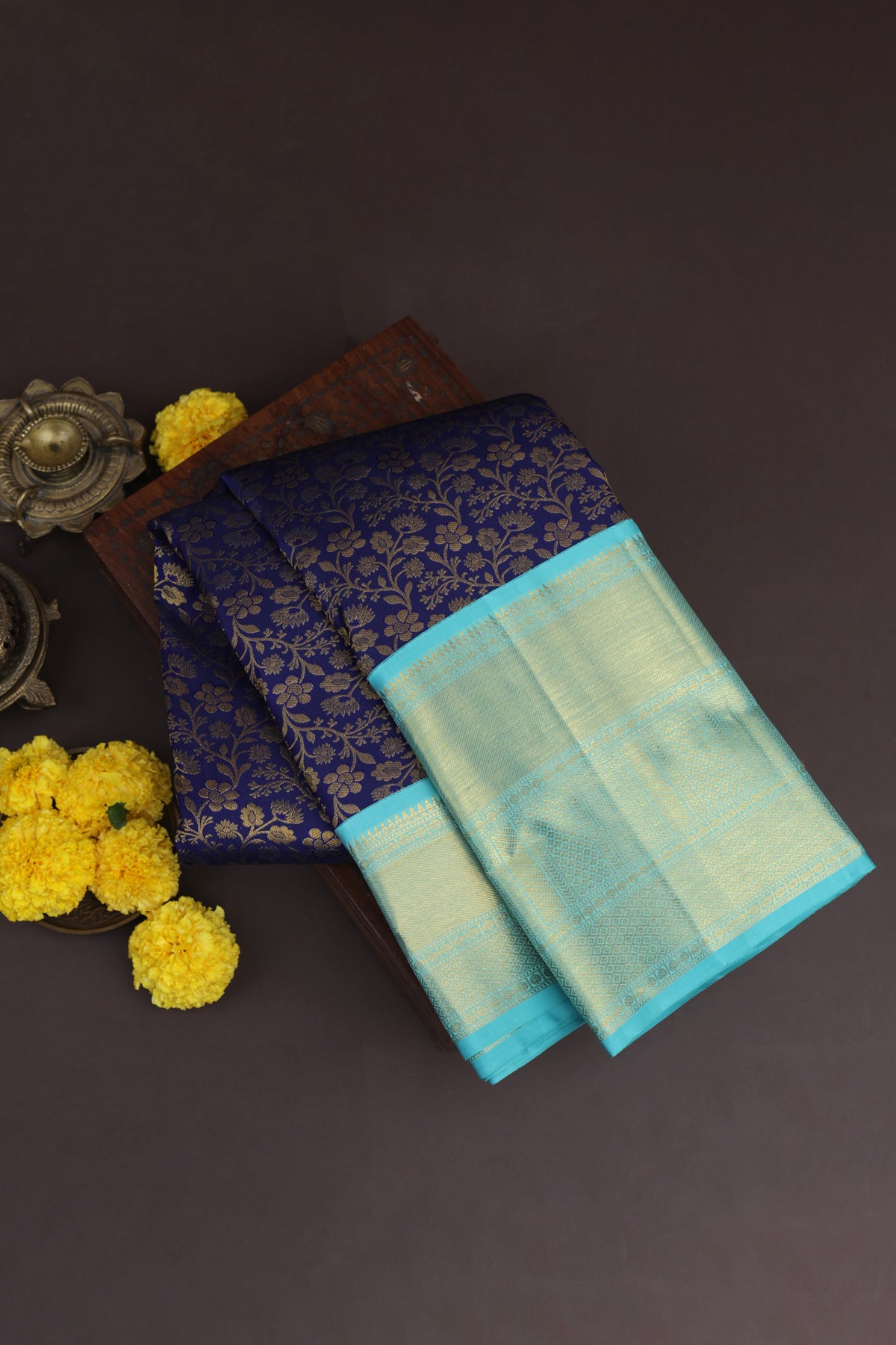 Kancheepuram Silk Navy Blue Saree