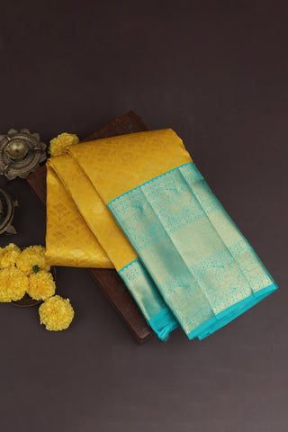 Kancheepuram Silk Yellow Saree