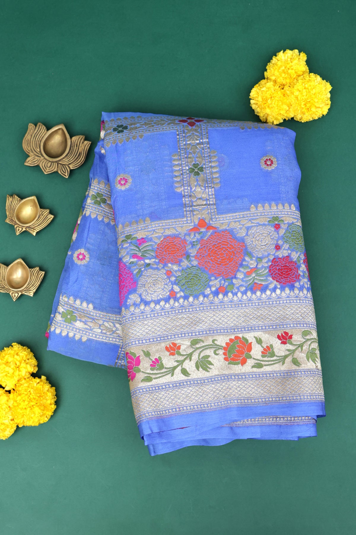 Banarasi Georgette Blue Saree