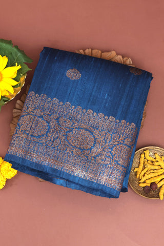 Matka Silk Teal Blue Saree