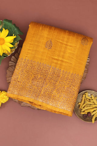 Matka Silk Yellow Saree