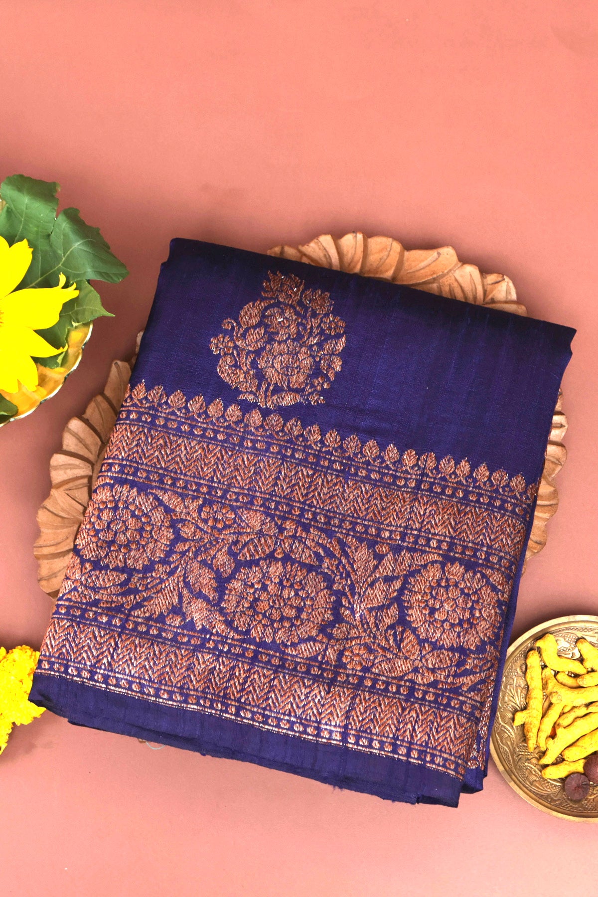 Matka Silk Navy Blue Saree