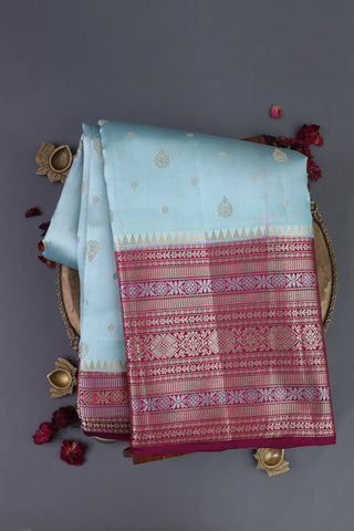 Matka Silk Powder Blue Saree