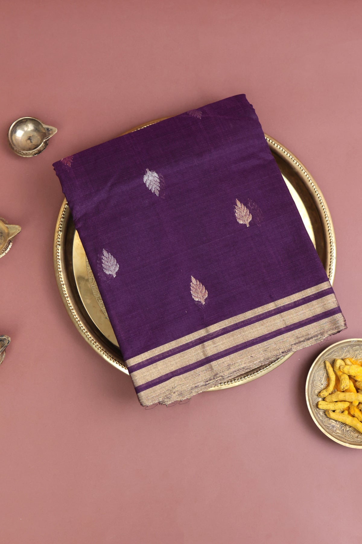 Chanderi Sico Purple Saree