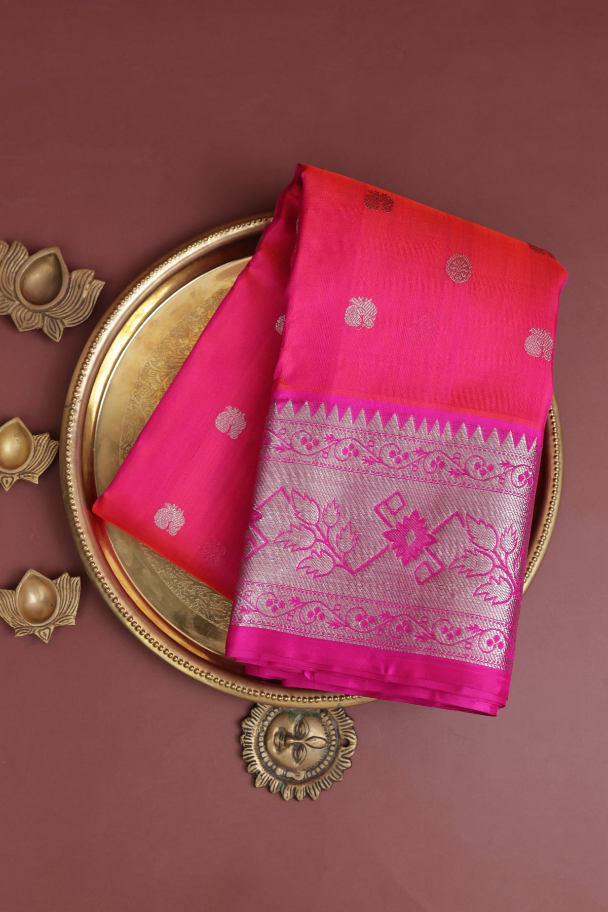 Venkatagiri Silk Peach Saree