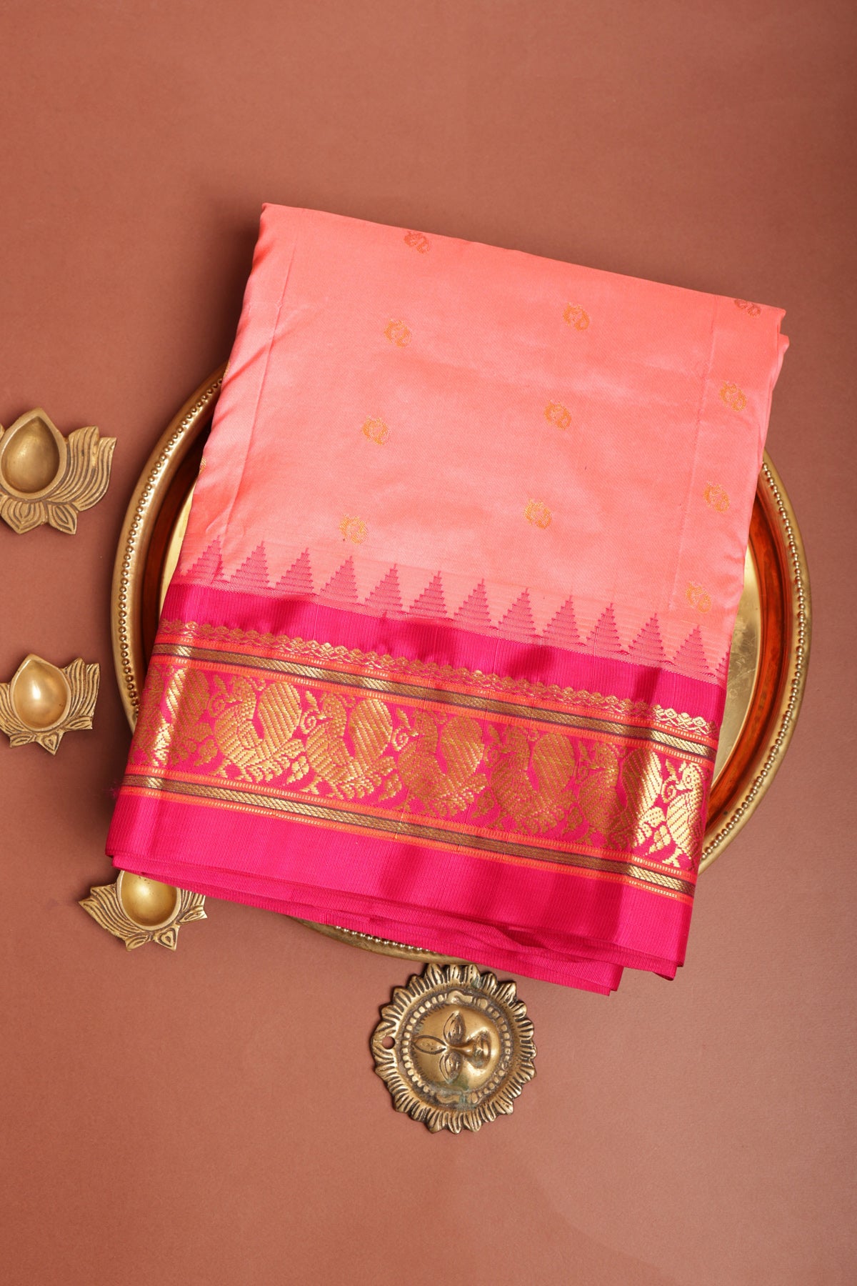 Narayanpet Silk Peach Saree