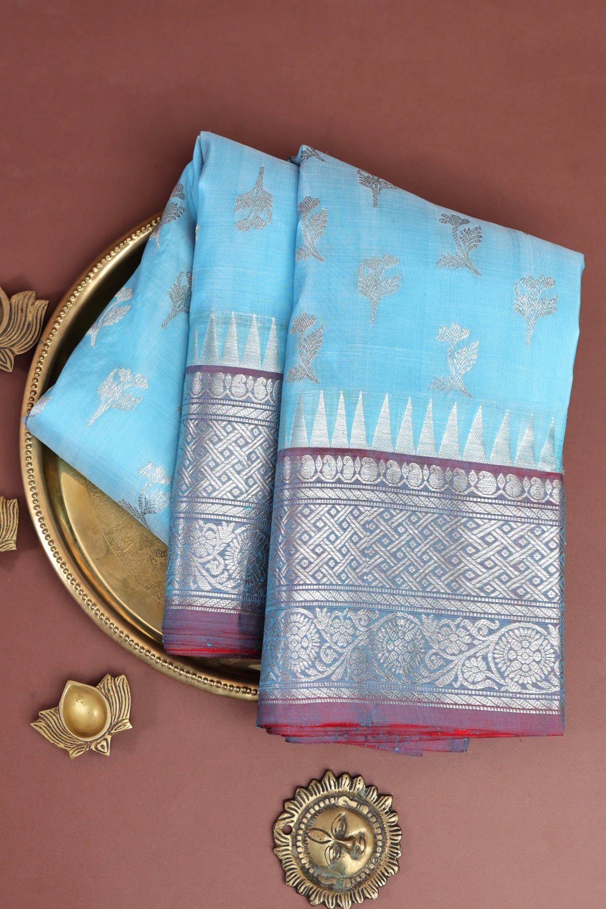 Venkatagiri Silk Light Blue Saree