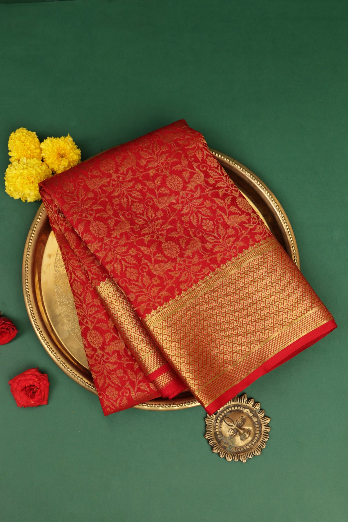 Mysore Crepe Red Saree