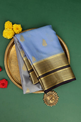 Mysore Crepe Sea Blue Saree