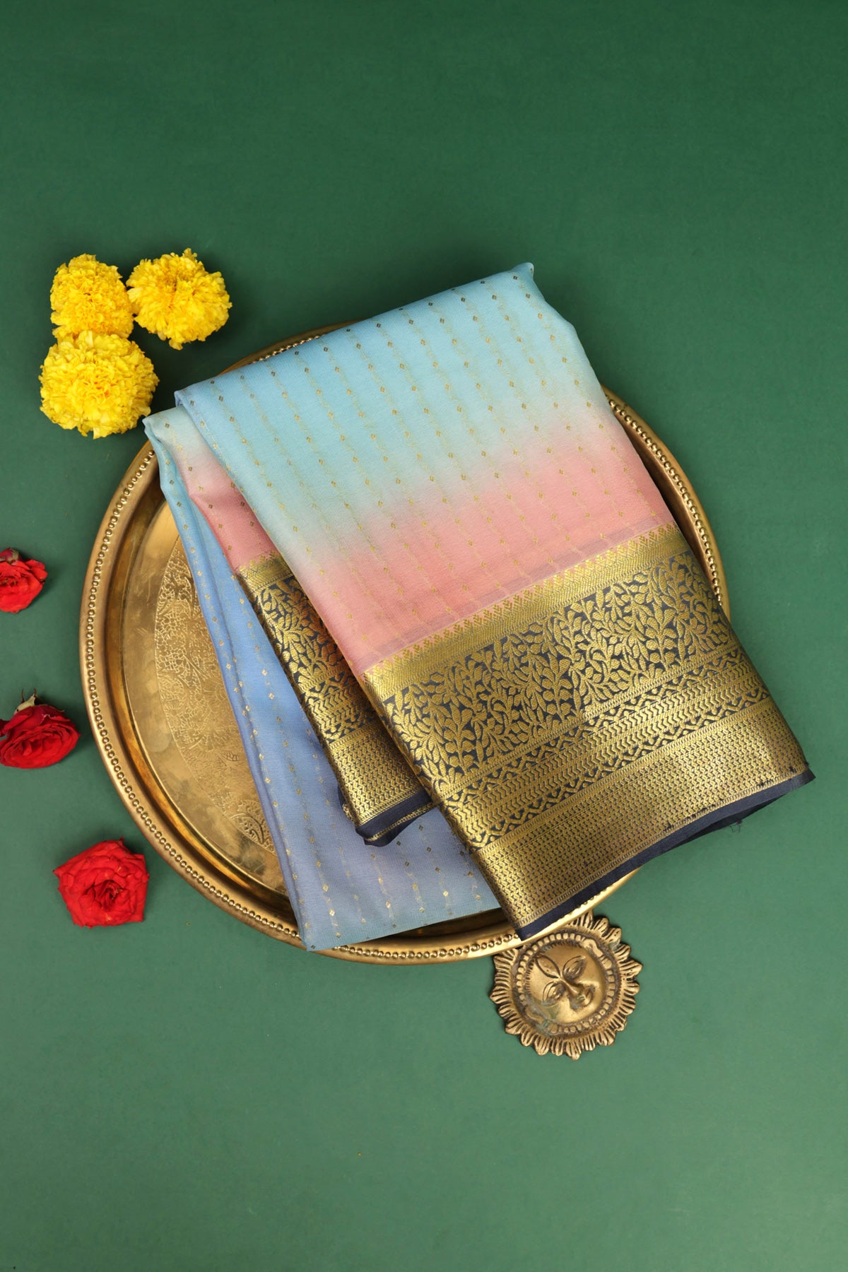 Mysore Crepe Multi Color Saree