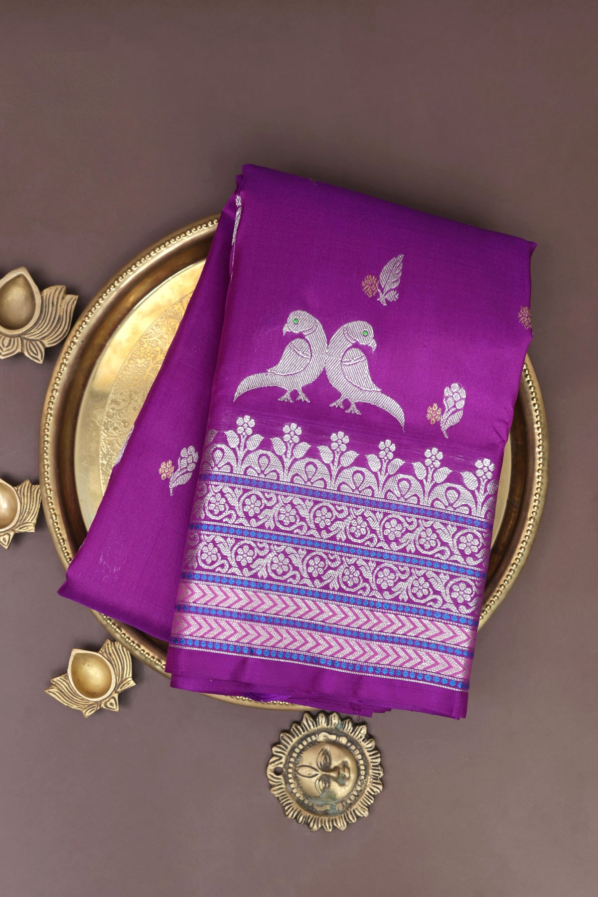 Venkatagiri Silk Violet Saree