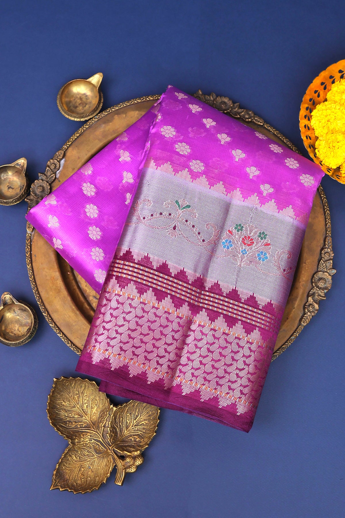 Chiniya Silk Pink Saree