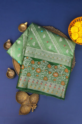 Chiniya Silk Green Saree