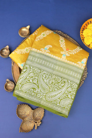 Chiniya Silk Mustard Saree