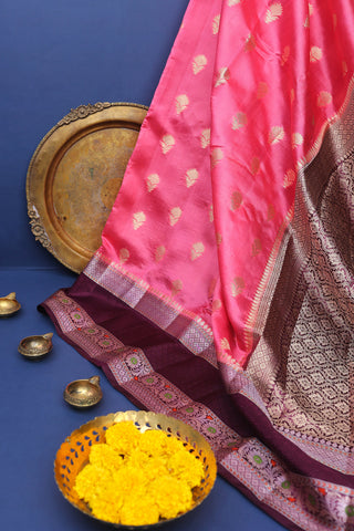 Chiniya Silk Pink Saree