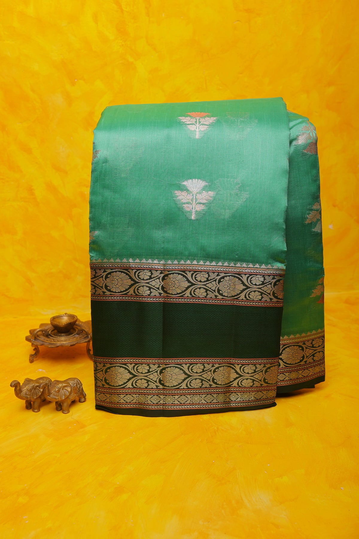 Chiniya Silk Sea Green Saree