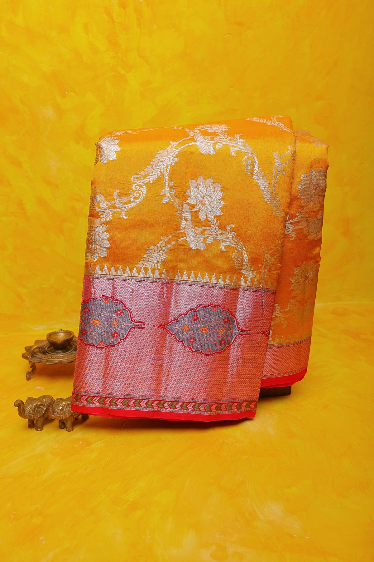 Chiniya Silk Orange Saree