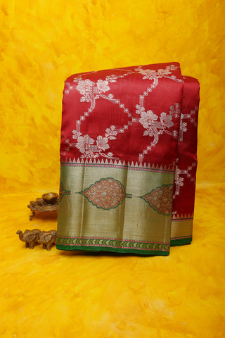 Chiniya Silk Red Saree