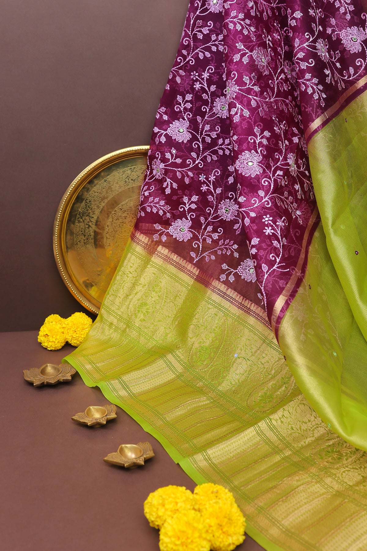 Designer Kora Purple Saree