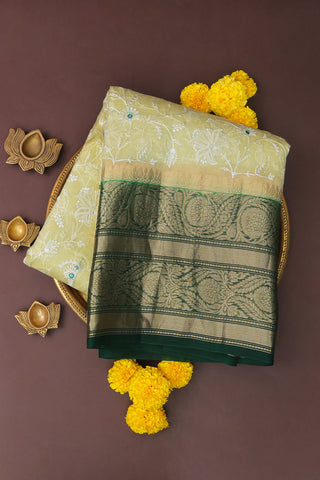 Designer Kora Cream Saree