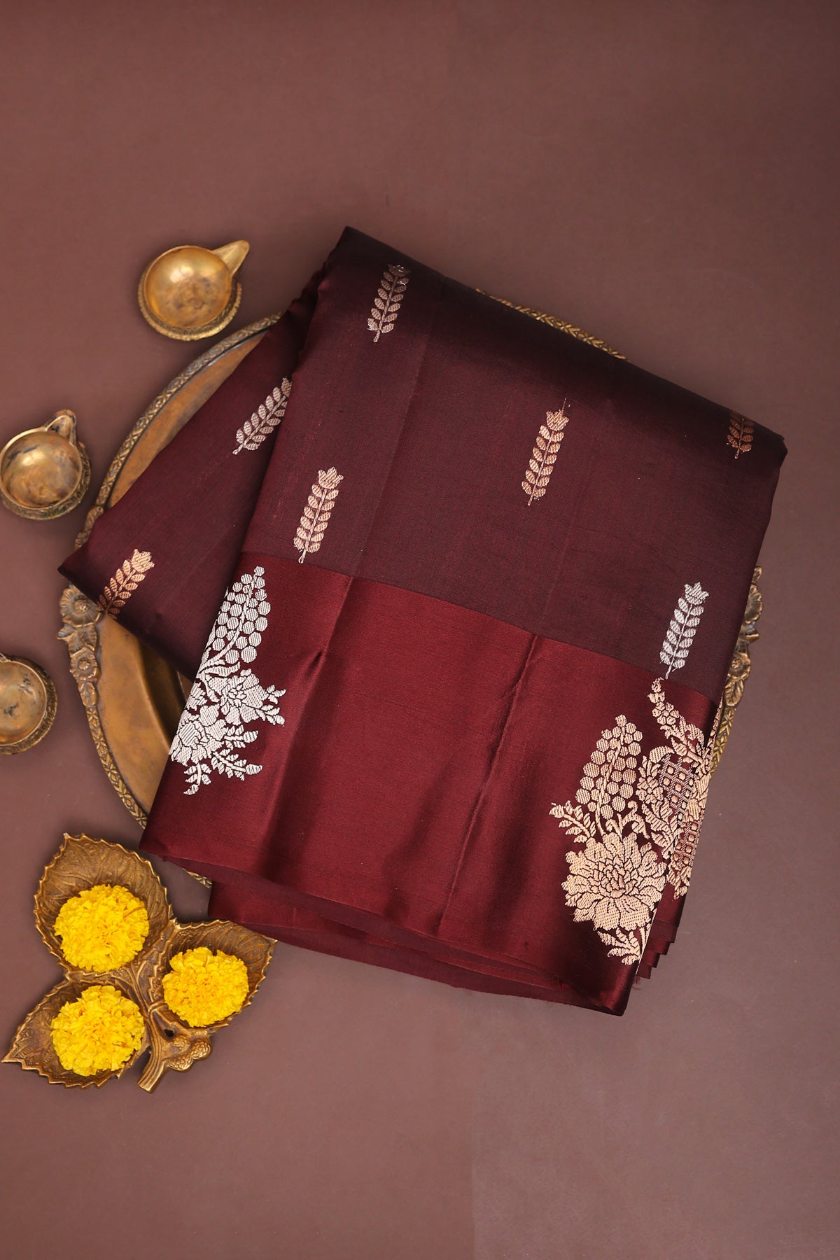 Matka Silk Maroon Saree