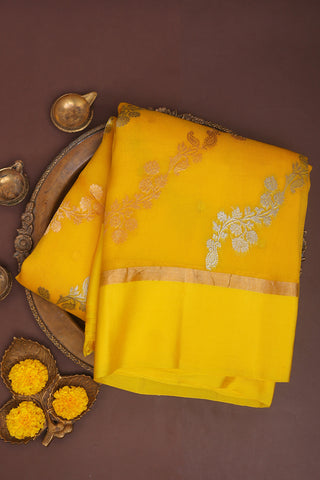 Matka Silk Yellow Saree