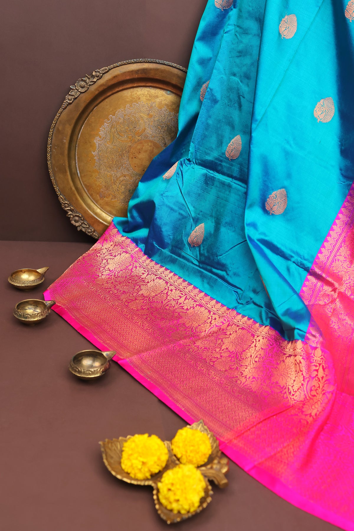 Banarasi Silk Teal Blue Saree