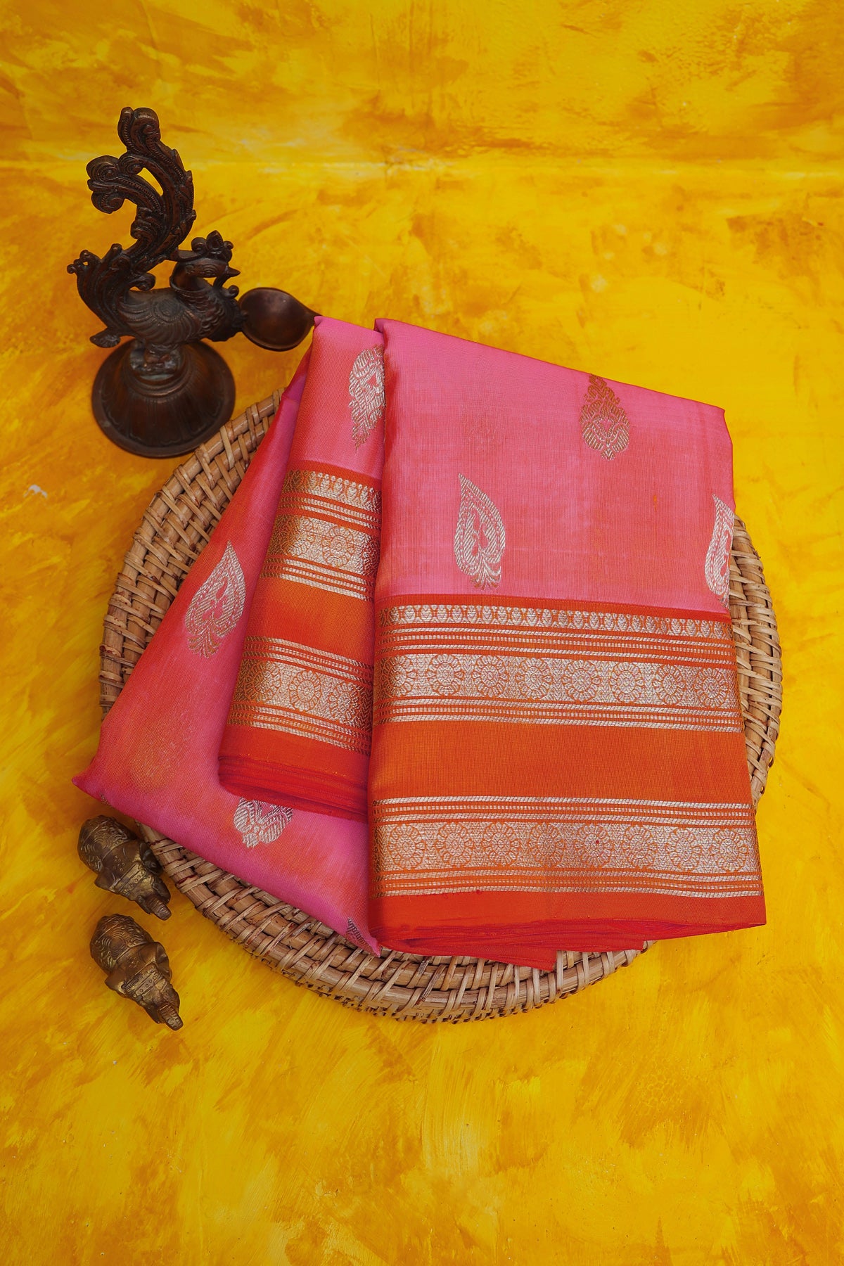 Venkatagiri Silk Peach Saree