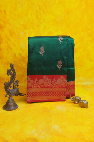 Banarasi Silk Bottle Green Saree