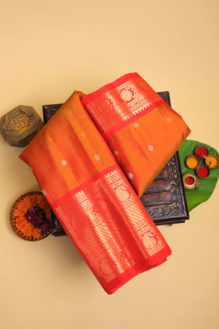 Gadwal Silk Orange Saree