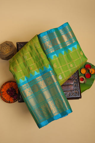 Gadwal Silk Parrot Green Saree