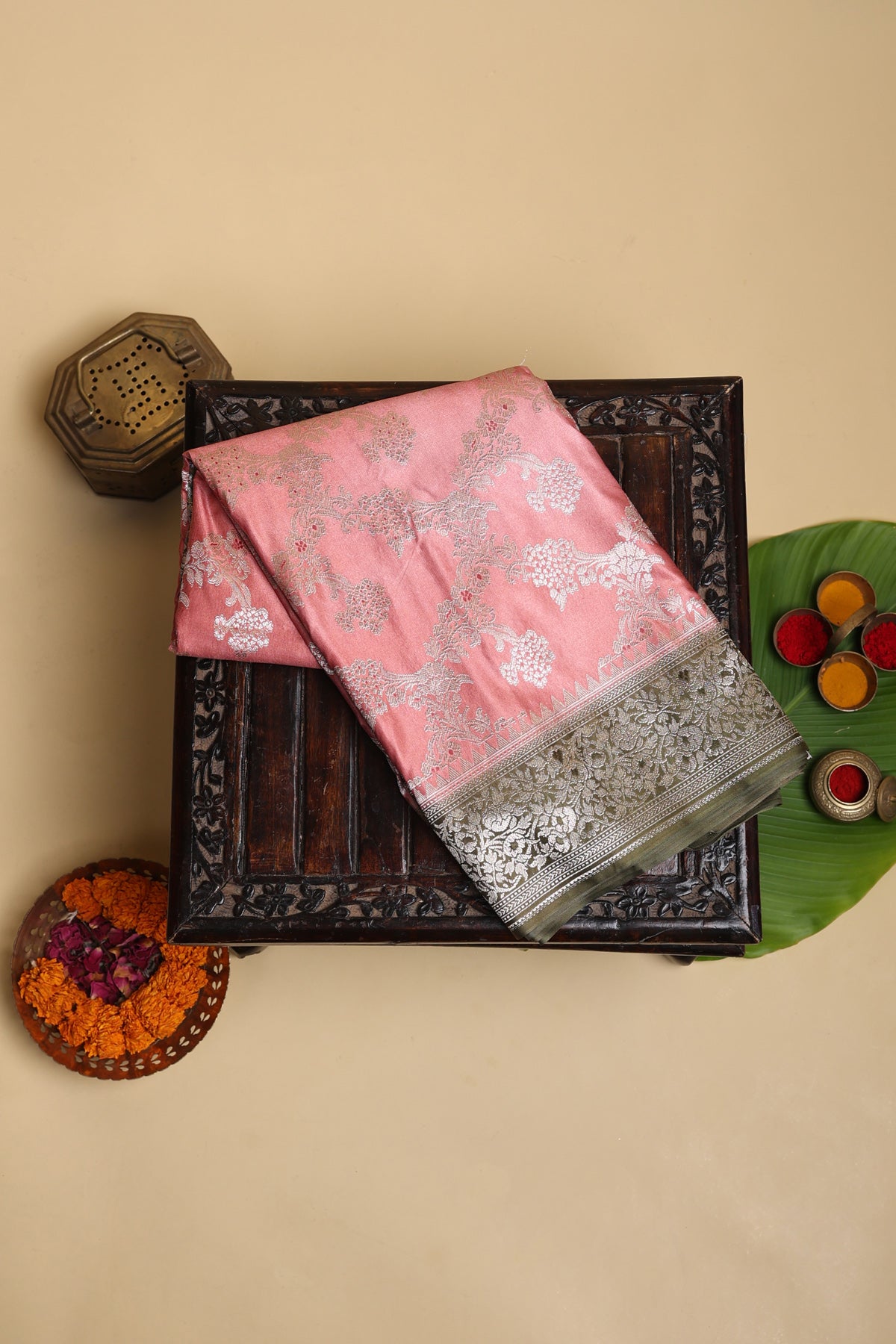 Banarasi Designer Silk Baby Pink Saree